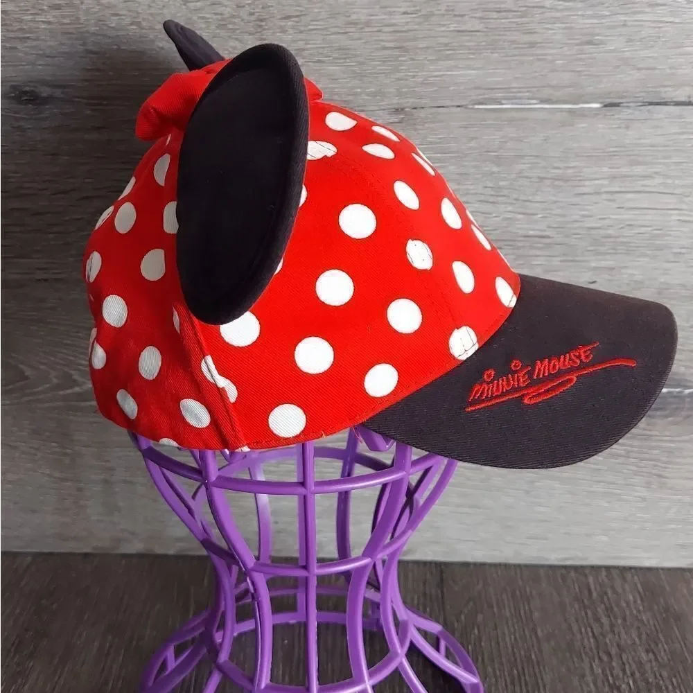 Disney Parks Minnie Mouse Ear Hat Red Polka Dot Youth Cap